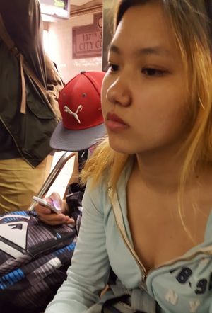 Beautiful Chinese College Student on Subway