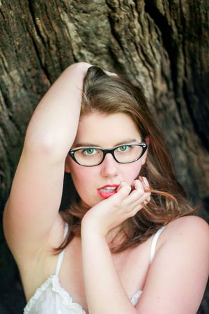 Nerdy Cassie Poses Outside