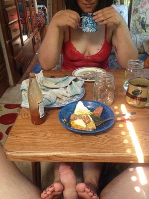 a nice footjob under the table