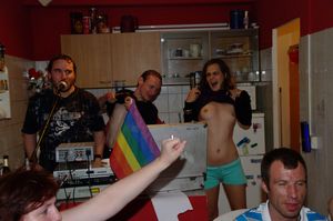 Teen flashing tits at house party