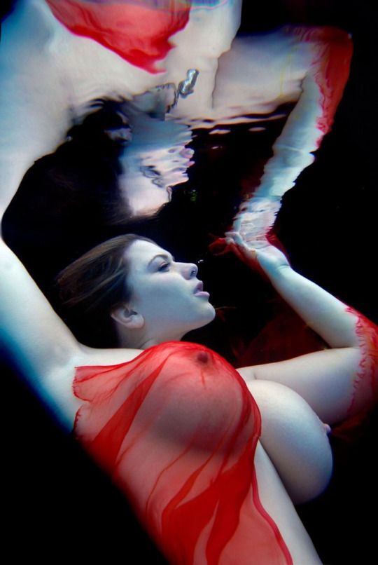Underwater Pale Babe in Red