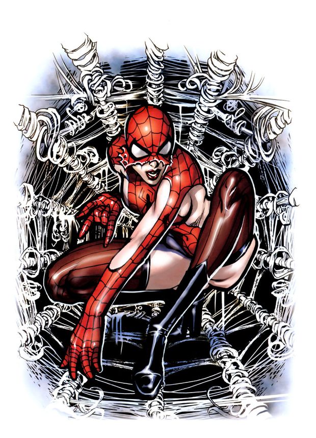 Spidergirl in web