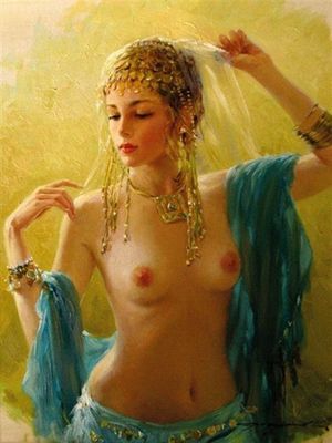 Odalisque, Painting by Konstantin Ramuzov, a Russian modern painter