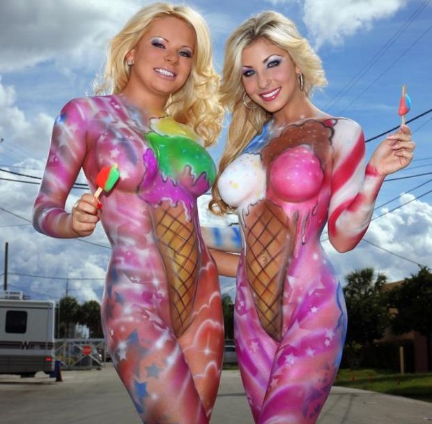 Two of the babes of Aphrodisiac Ice Cream Truck in Miami Heather Shanholtz Kristie Brie Lawner
