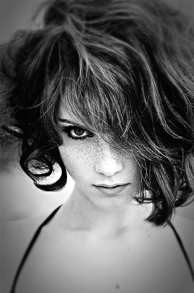 Beautiful Brunette Staring Fiercely