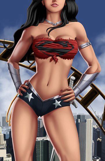 WW trying on new shirt