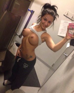 naked selfie in kitchen restaurant