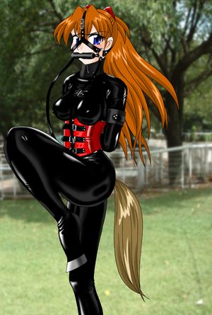 red_hair reins saliva sexual_objectification slave solo soryu_asuka_langley tail tears