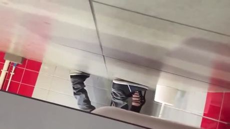 Caught quickie in WC