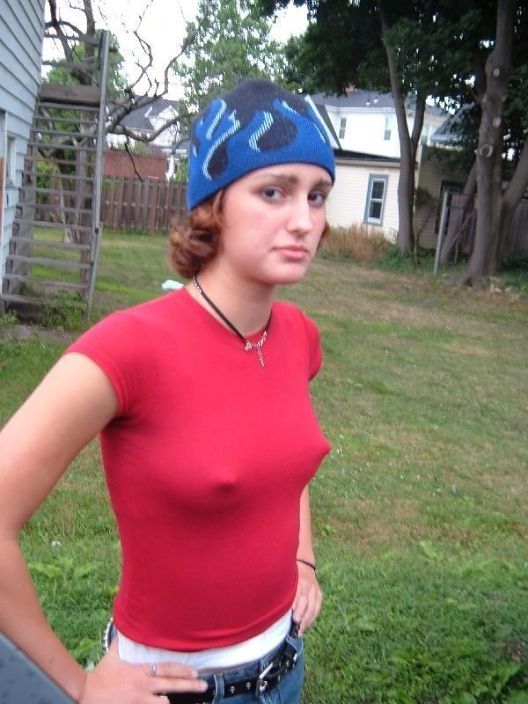 Cute amateur in garden