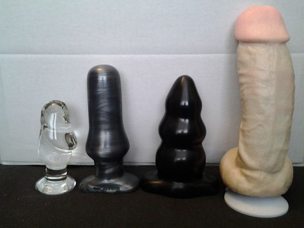 Looks like a line up of guilty toys. Fact is, they are all guilty of invading my gaping ass...