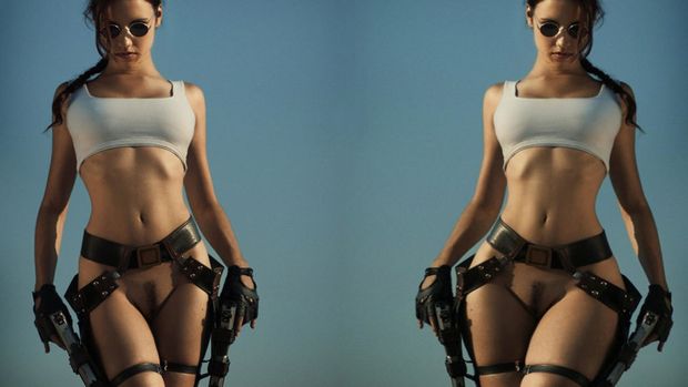 Stunning cosplay babe Tatiana Sochivets, armed and panties off – Lara croft, tomb raider cosplay
