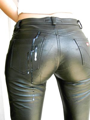 jizz on leather trousers