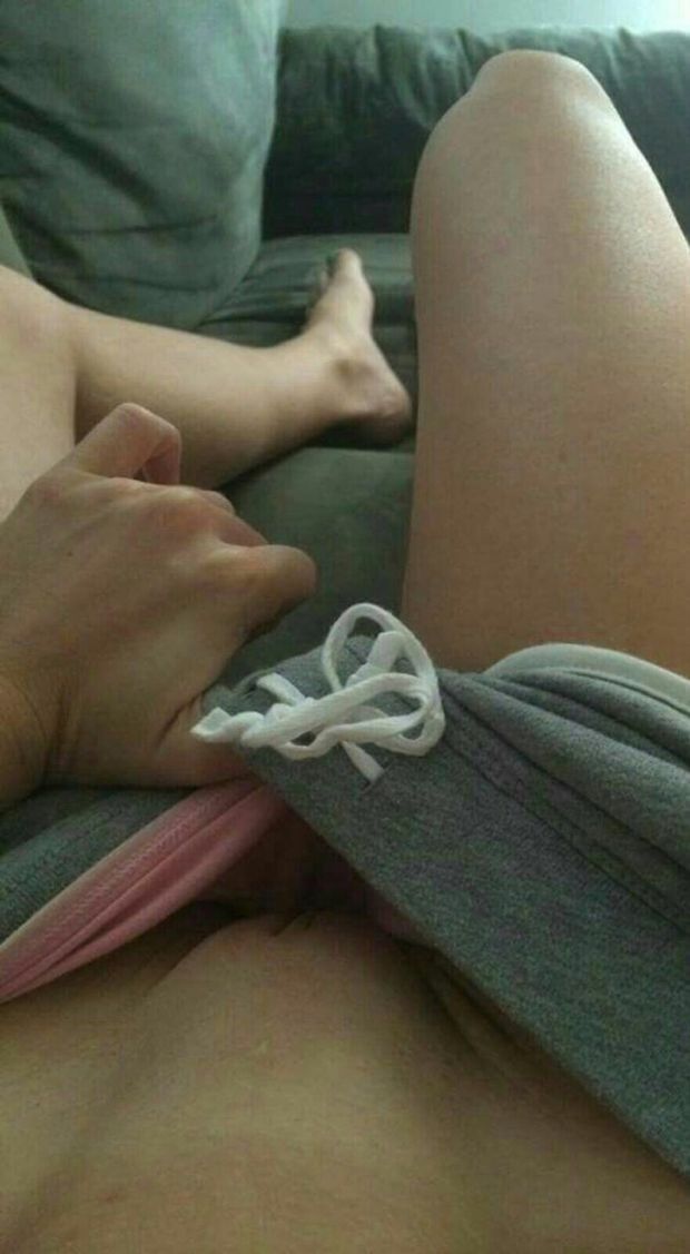 Having a peek at her pussy