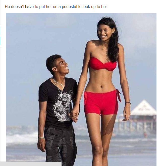 If he put her on a pedestal he wouldn't reach