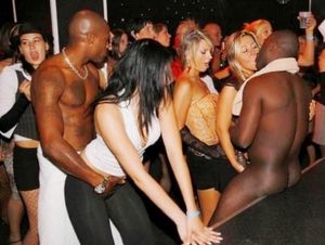 Competing for black cock at the club