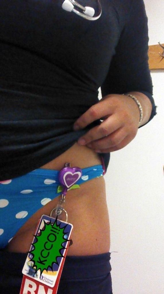 Nurse showing her cute panties at work