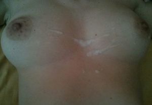 Cumming on my wife's big boobs