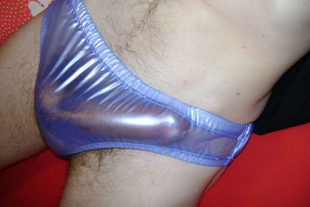 pearl-blue semi-transparent pvc-panty