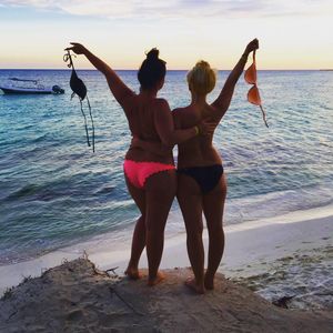 Topless amateurs on the beach