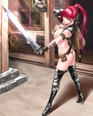 ass bandages bikini blood cleavage heels sisshou_senkoku swimsuits sword thighhighs weapon