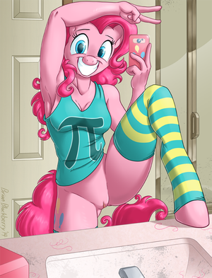 Pinkie Pie in socks taking a selfie