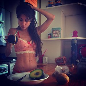 Magui Bravi having mate at home