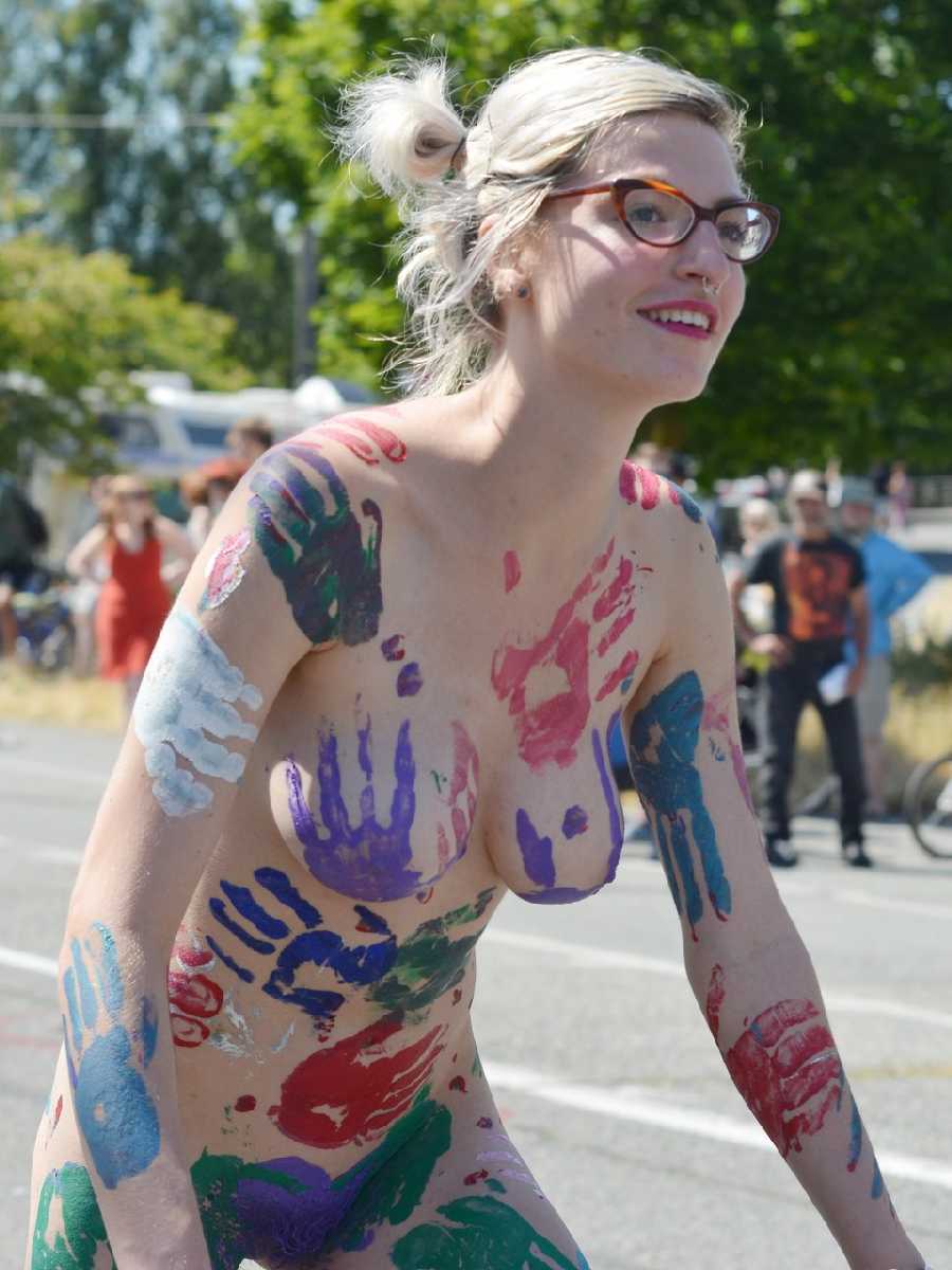 Riding in an event naked.