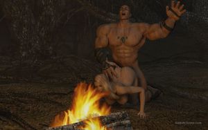 Barbarian master takes his slavegirl