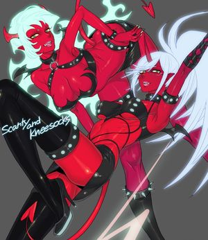 kneesocks and scanty (panty & stocking with garterbelt) drawn by takase (harakiri)