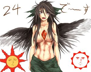 reiuji utsuho (dark souls, kuso miso technique, manatsu no yo no inmu, souls (from software), and touhou) drawn by ryuuichi (f dragon)