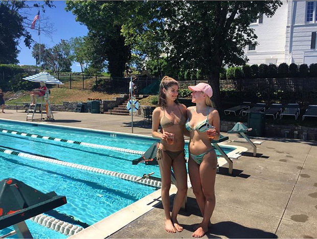 Gorgeous teen tits by the pool