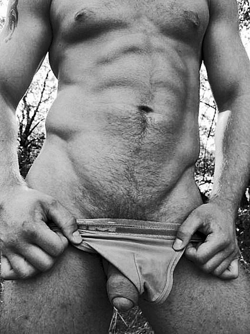 Manly abs and uncut cock