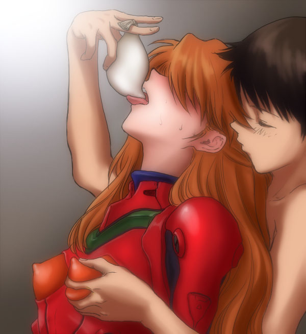 ikari shinji and souryuu asuka langley (neon genesis evangelion) drawn by meguro fukuzou