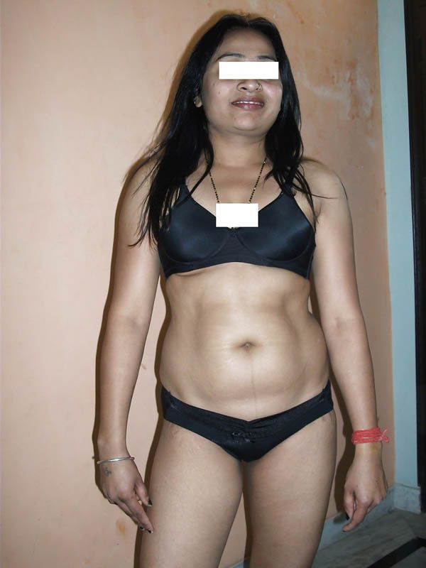Indian wife wearing black lingerie