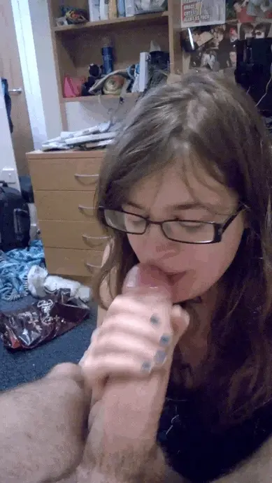 Sexy amateur blonde sucking and stroking a big white cock