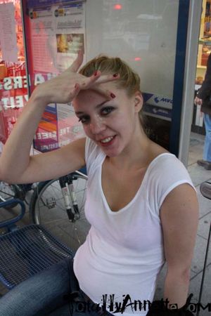 Blond with cum on her face