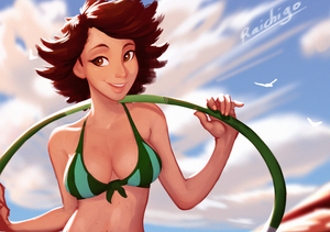 hula and green bikini