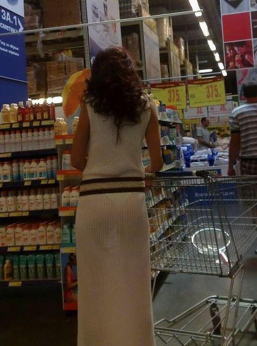 Thong visible thru see-thru dress