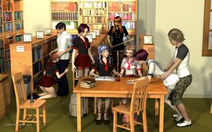 Studying biology at the Slavegirl High library