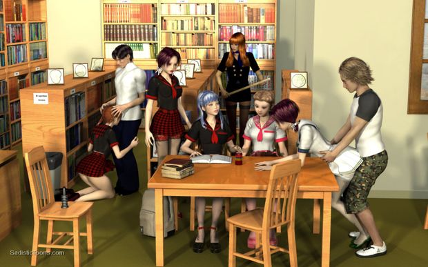 Studying biology at the Slavegirl High library