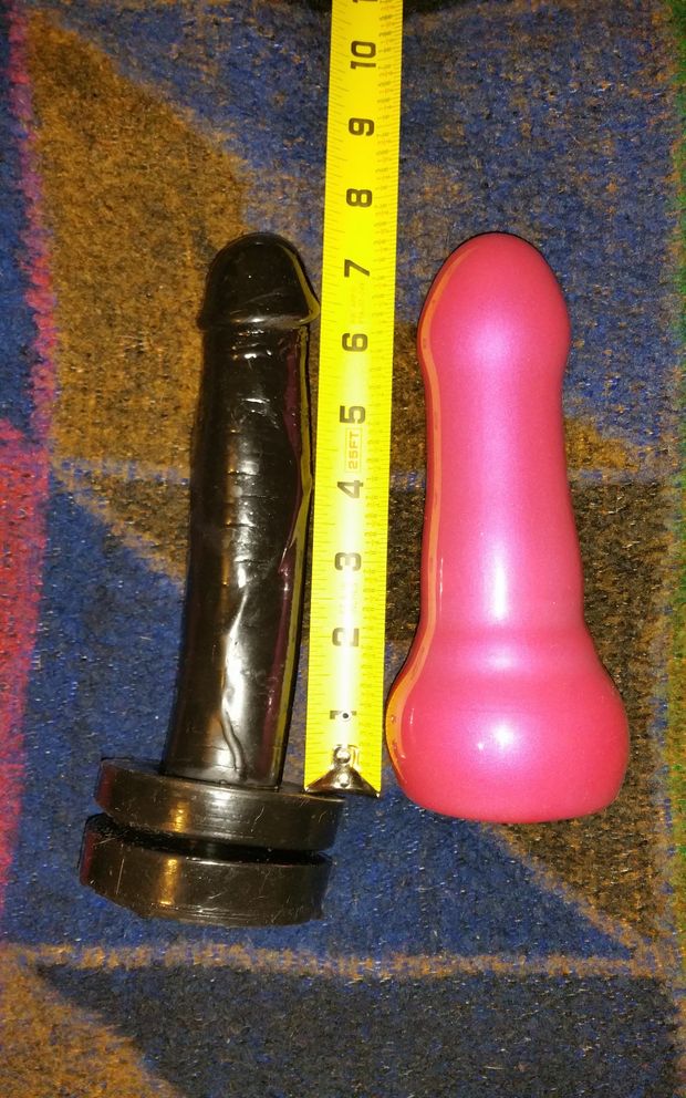 The Starter=Black Suction Cup...The Finisher=Pink-Vac-U-Loc. Both 7.5 Inches