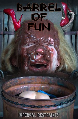 Inside Barrel Crying Slave Punished with Food on Face - Rain DeGrey eye blindfolded with plastic tube