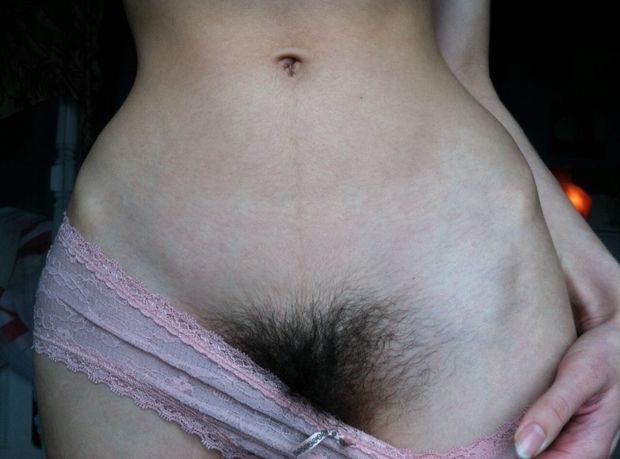 Nice full bush from panties pulled down hourglass figure