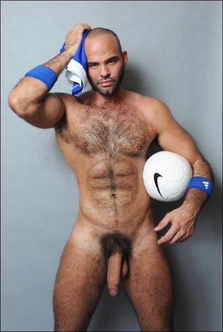 nude guy in sport with hairy chest