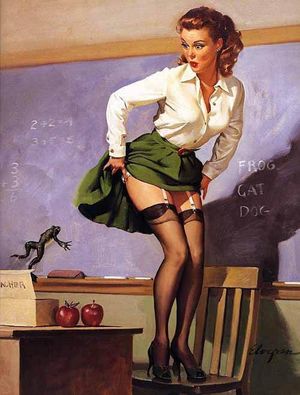 pin up, teacher, stockings, high heels