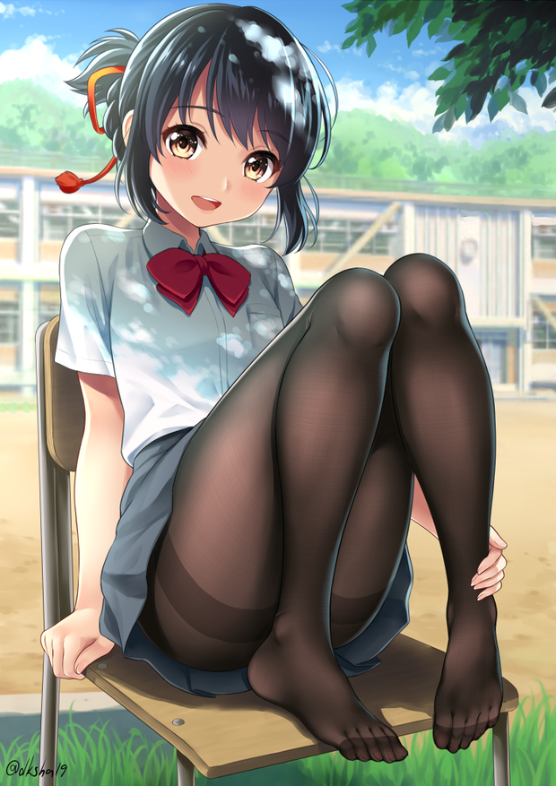 miyamizu mitsuha (kimi no na wa) drawn by kase daiki