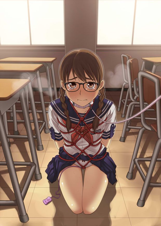 Bound and leashed in classroom