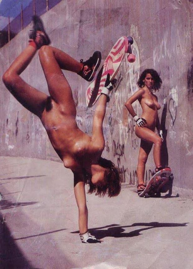 Nude skateboarding