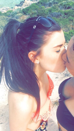 Sexy with her hair pulled back